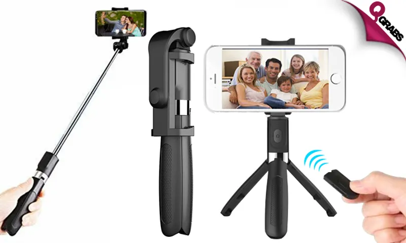 Selfie Stick with Tripod & Bluetooth Remote!